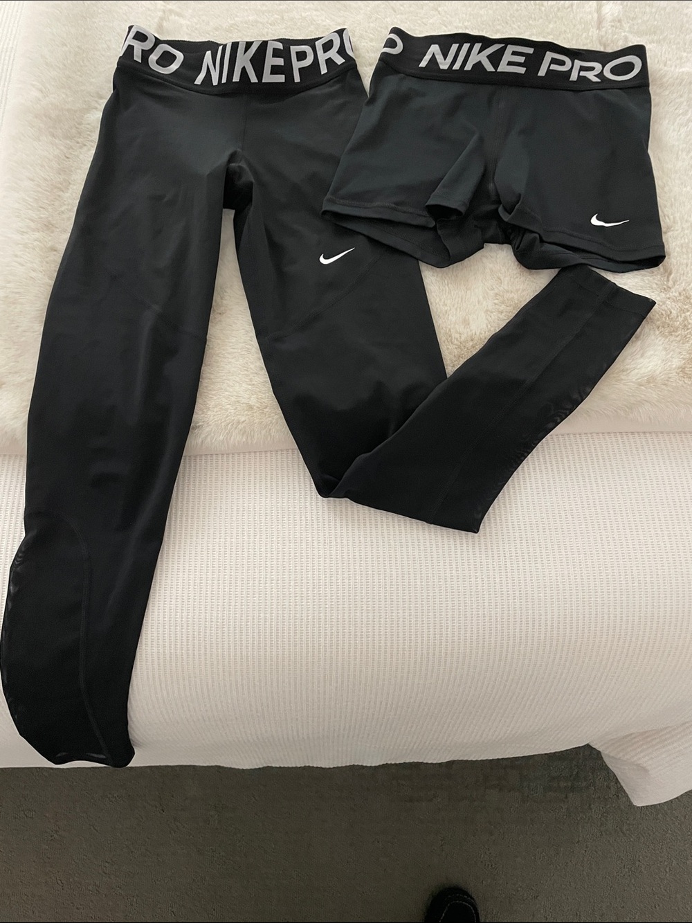 Nike Women’s Black Pro Leggings with Matching Compression Shorts, XS